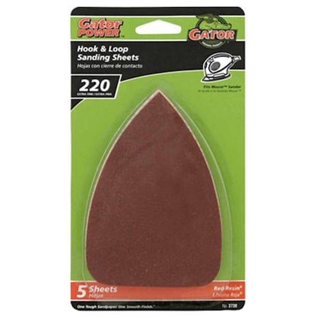 Gator Finishing 3730 3.5 x 5 in. 220 Grit Aluminum Oxide Detail Sanding Sheet- 5 Pack 197314